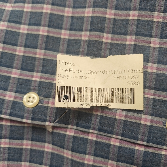 Men's J.PRESS dress plaid long sleeves shirt | Blue-pink | Sz: XL - Picture 10 of 13